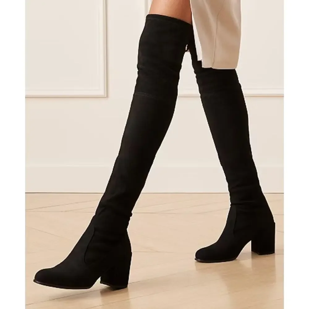 Stuart Weitzman Tieland Over The Knee High Boots Suede Block Heel Thigh High - Picture 2 of 16
